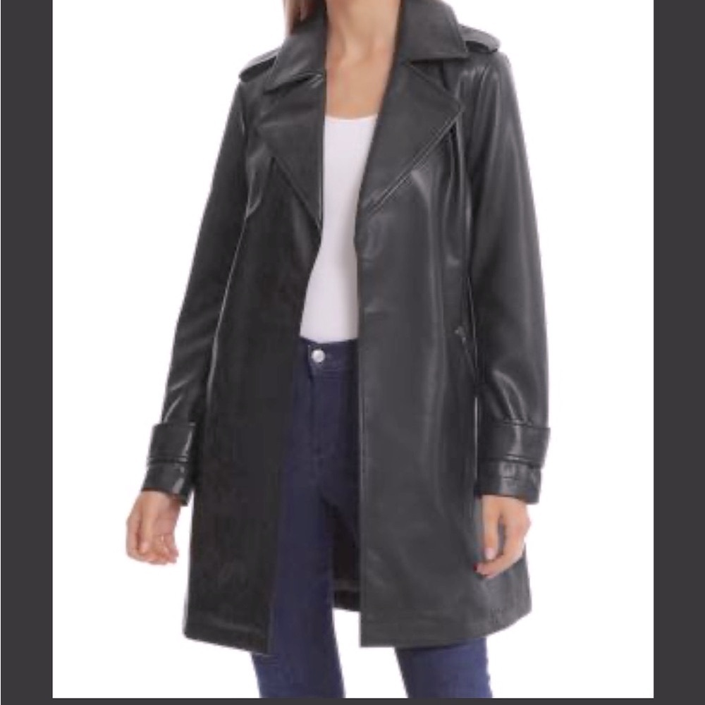Bagatelle Leather longline Jacket Coat button up pockets Sz M